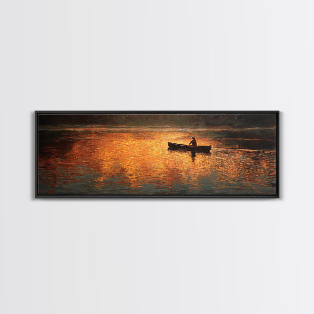Tranquil Sunset Lake Scene Oil Painting With Two Rocking Chairs And Lantern Cozy Patio Wall Art Print