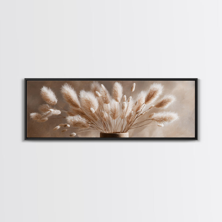 Soft Pampas Grass Plumes Wall Art, Minimalist Neutral Canvas Print, Boho Bedroom Decor, Wabi Sabi Living Room Gift For Her