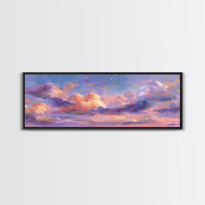 Pastel Pink Cloud Canvas Print, Dreamy Sunset Sky Painting, Celestial Wall Decor, Soft Aesthetic Bedroom Art, Modern Home Decor Gift