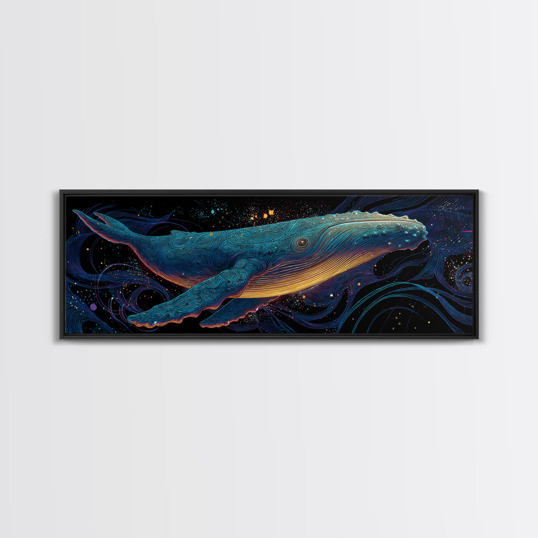 Cosmic Blue Whale Wall Art, Marine Life Canvas Print, Ocean Animal Art, Nautical Coastal Decor, Kids Room Decor, Gift For Whale Lover