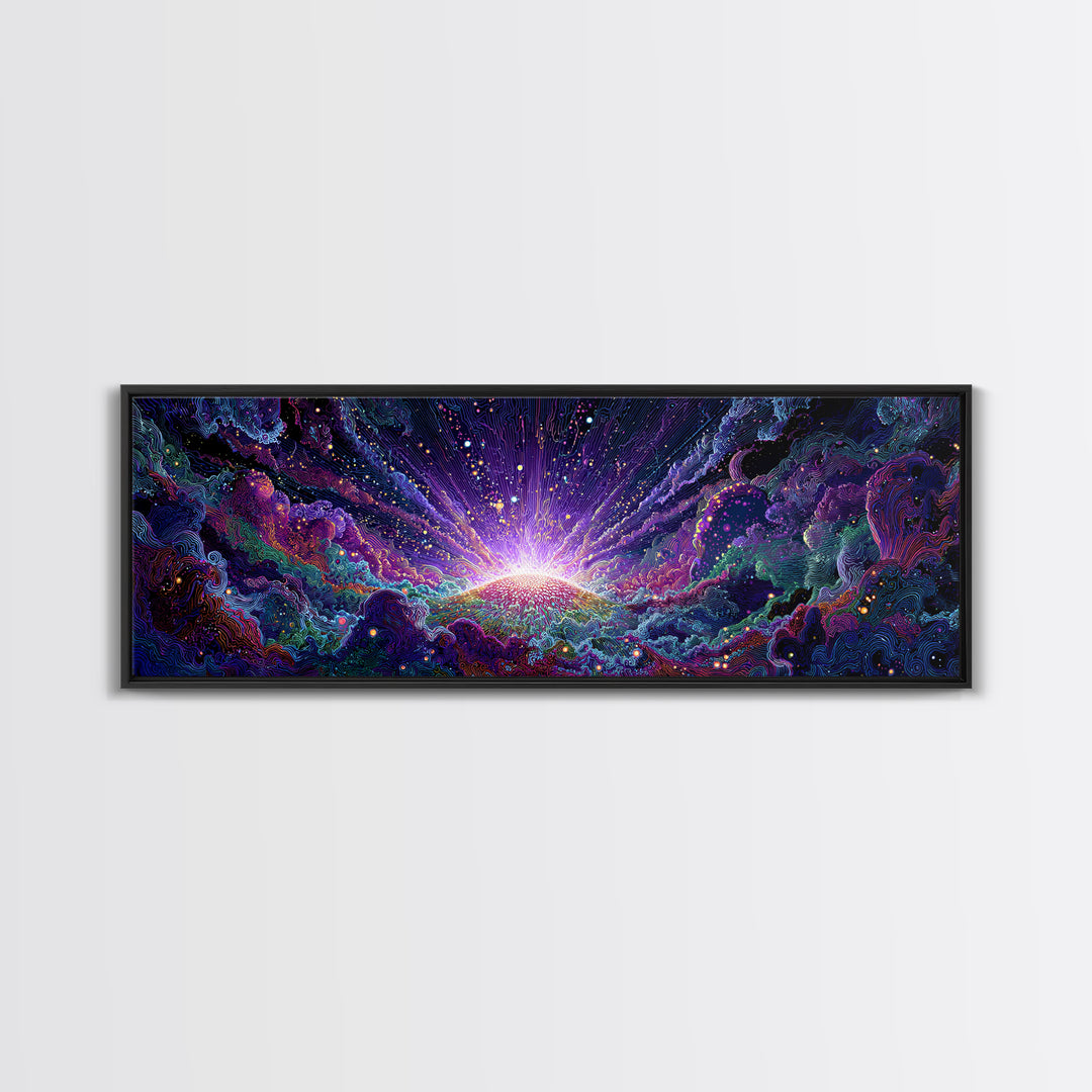 Radiant Cosmic Sunrise Wall Art, Colorful Abstract Space Poster, Galaxy Canvas Decor, Modern Living Room Wall Art Print
