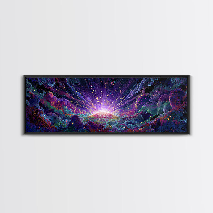 Radiant Cosmic Sunrise Wall Art, Colorful Abstract Space Poster, Galaxy Canvas Decor, Modern Living Room Wall Art Print