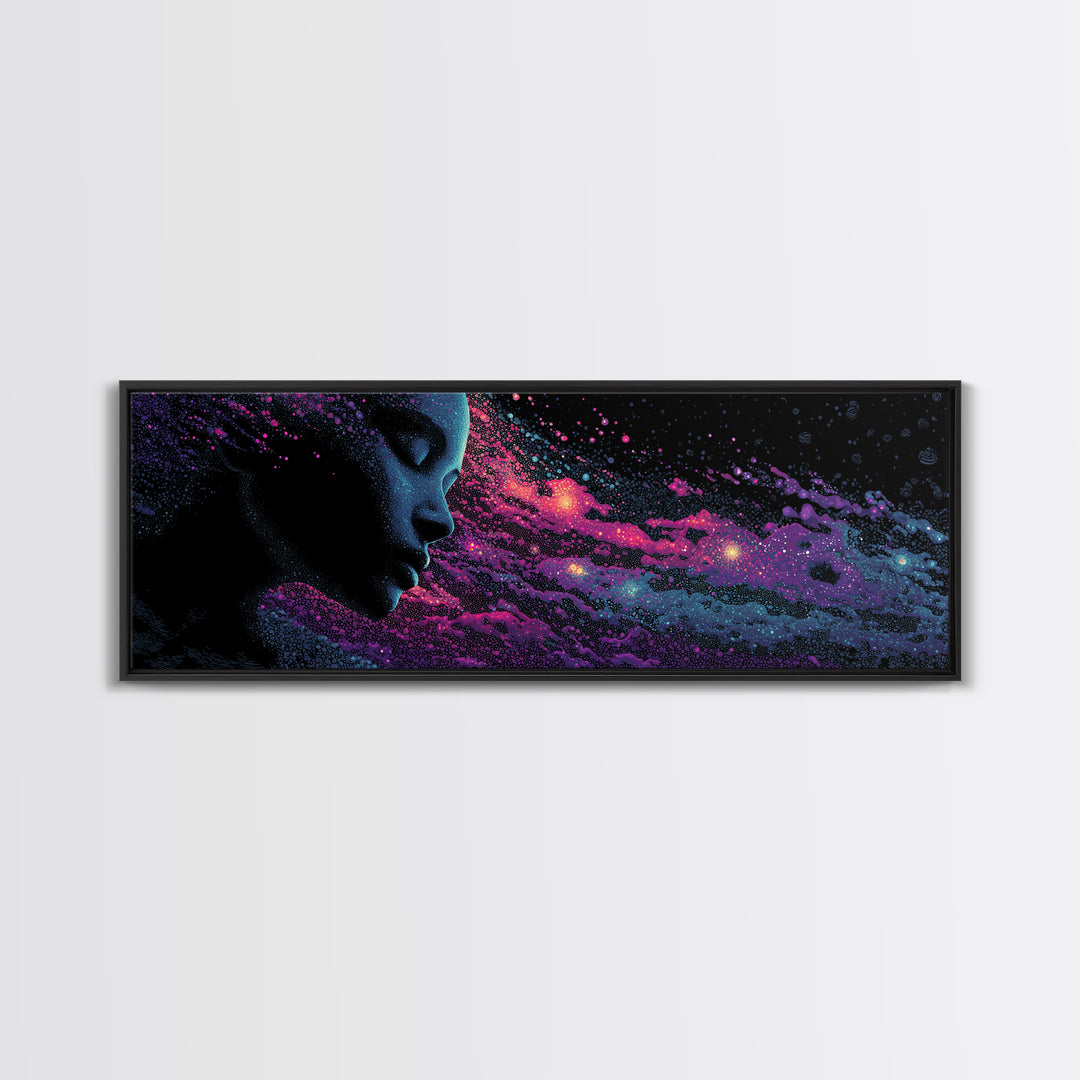 Cosmic Woman Profile Wall Art, Celestial Galaxy Canvas Print, Psychedelic Space Decor, Mystical Feminine Statement Art Gift