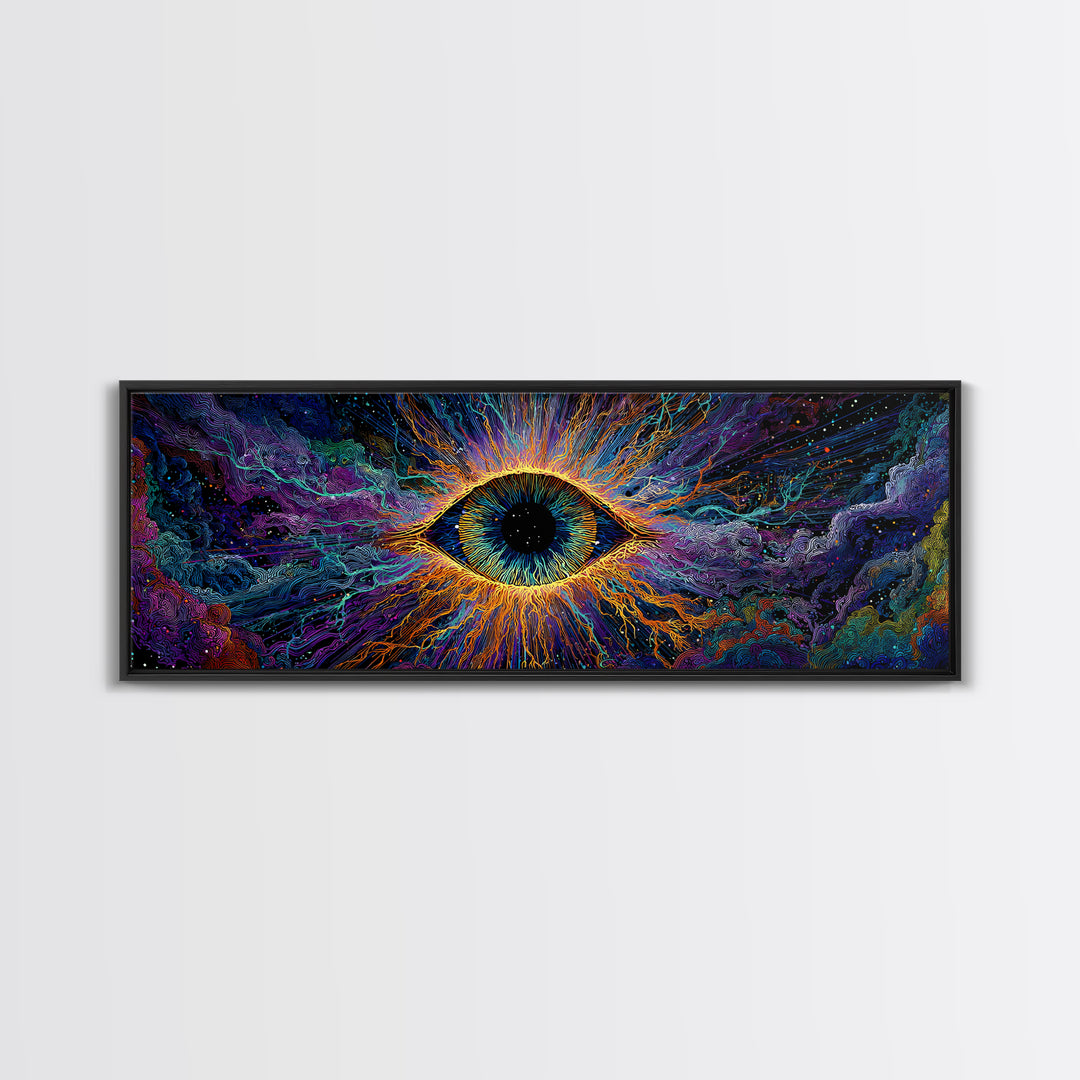 Cosmic All Seeing Eye Wall Art, Psychedelic Abstract Canvas Print, Mystical Celestial Decor, Spiritual Statement Artwork