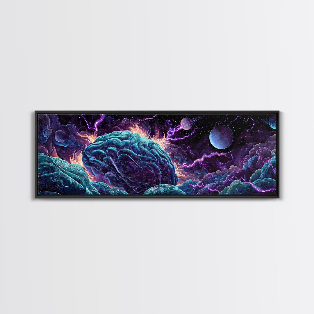 Surreal Cosmic Brain Storm Canvas Print, Psychedelic Space Wall Decor, Sci Fi Wall Art, Mystical Office Decor, Gift For Him