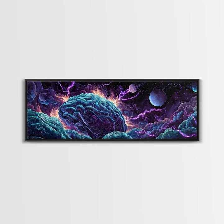 Surreal Cosmic Brain Storm Canvas Print, Psychedelic Space Wall Decor, Sci Fi Wall Art, Mystical Office Decor, Gift For Him