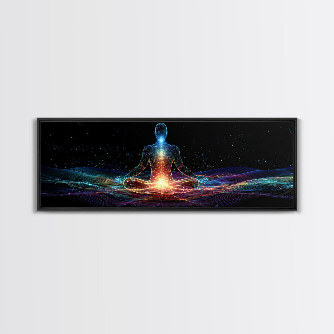Cosmic Energy Meditation Wall Art, Celestial Yoga Decor, Psychedelic Space Art Print, Chakra Healing, Modern Spiritual Decor