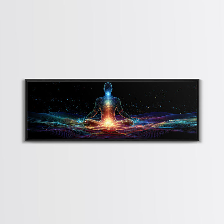 Cosmic Energy Meditation Wall Art, Celestial Yoga Decor, Psychedelic Space Art Print, Chakra Healing, Modern Spiritual Decor