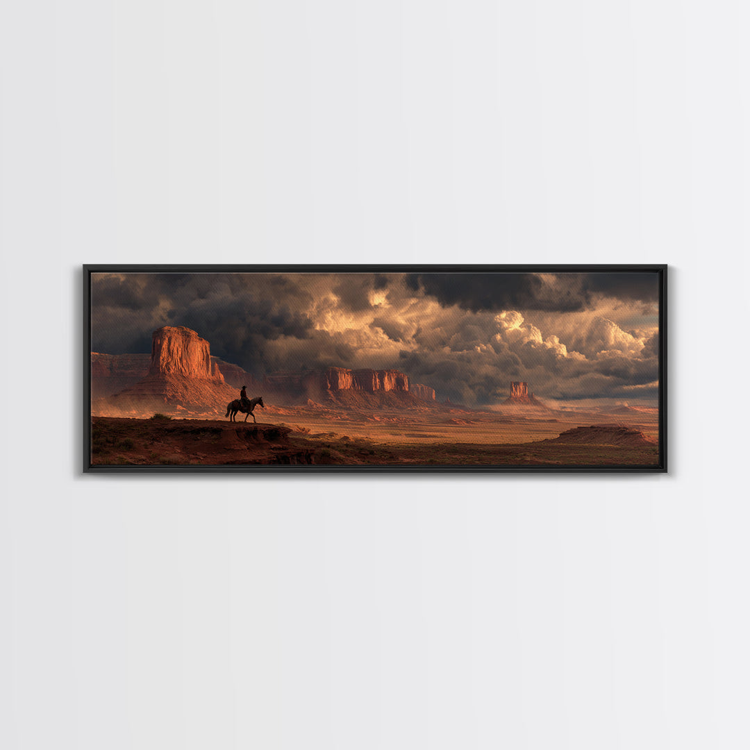 Stormy Western Mesa Canvas Print, Cowboy Desert Landscape Wall Art, Southwestern Decor, Rustic Living Room Wall Art Print