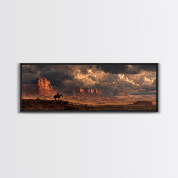 Stormy Western Mesa Canvas Print, Cowboy Desert Landscape Wall Art, Southwestern Decor, Rustic Living Room Wall Art Print