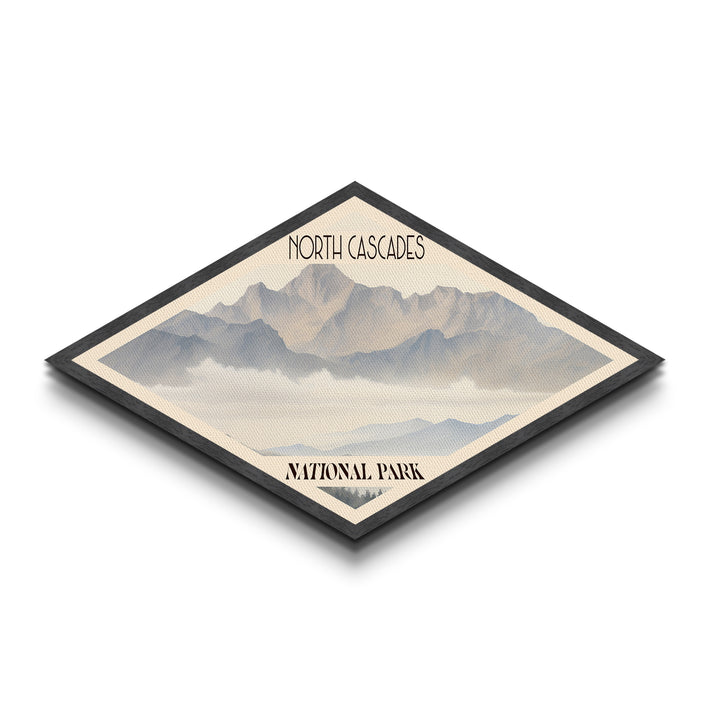North Cascades National Park Diamond Shaped Travel Poster Canvas Art Print, Canvas Wall Art, Travel Gift, Washington Landscape