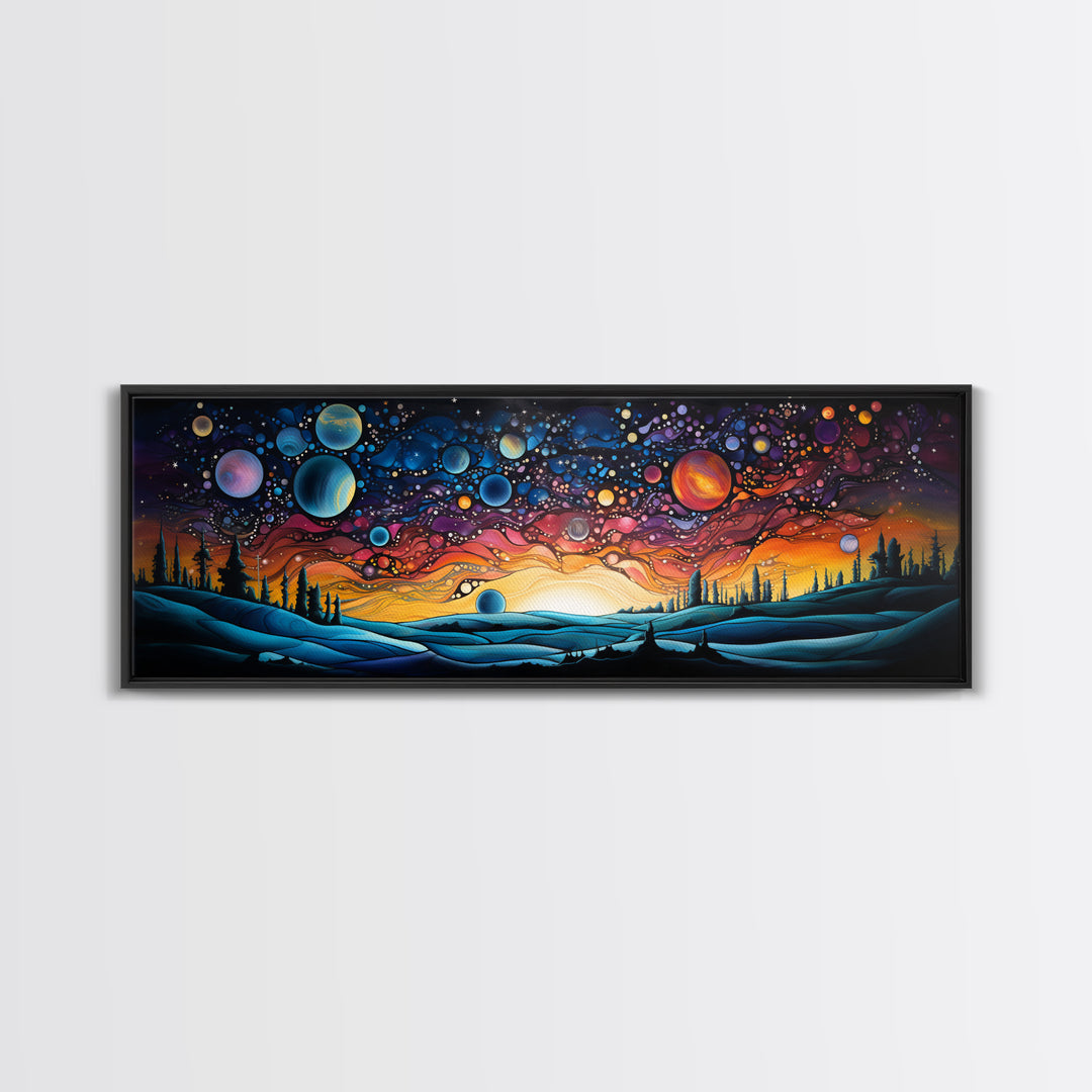 Abstract Galaxy Print, Framed Wall Art, Canvas Print, Van Gogh Inspired Art, Astronomy Gift, Living Room Decor, FREE SHIPPING