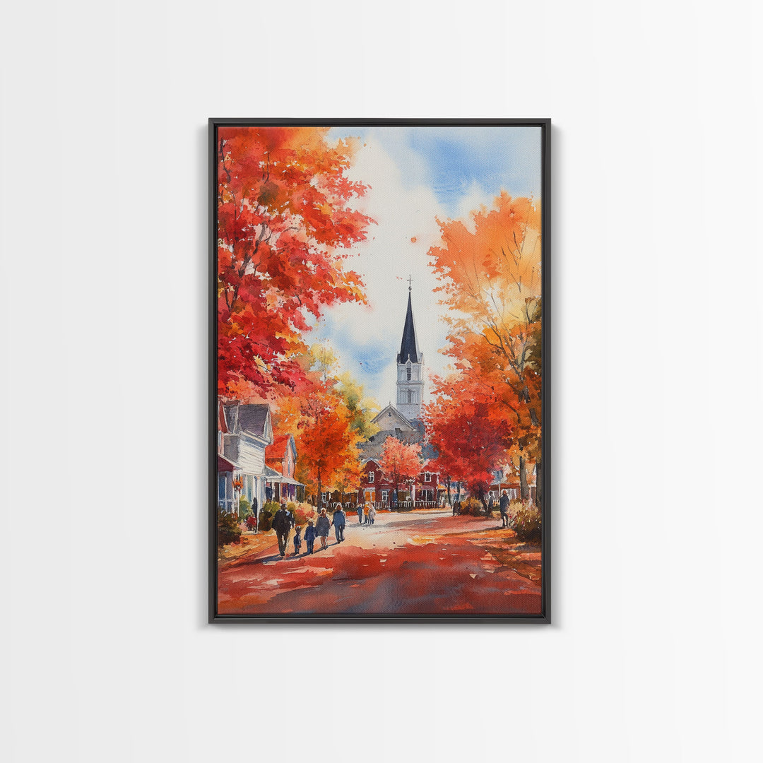 Rustic Red Barn And Tractor In Fall Landscape Framed Canvas Print Autumn Farmhouse Wall Art Seasonal Country Decor Holiday Wall Art