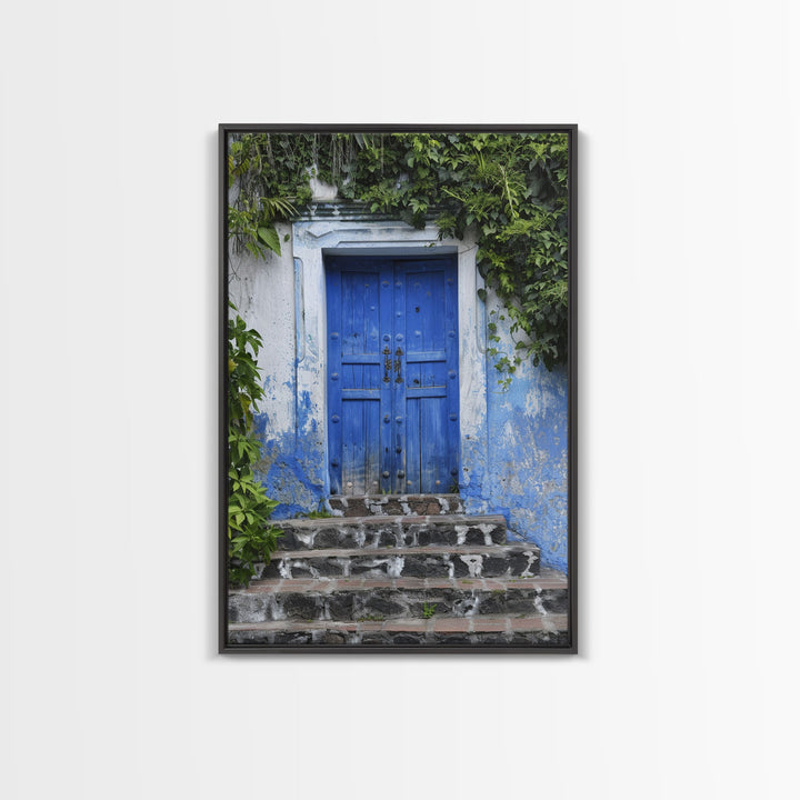 Change2 Mexican Wall Art, Colorful Mexican Door Architecture Painting Framed Canvas Print, Traditional Hacienda Architecture, Ready To Hang