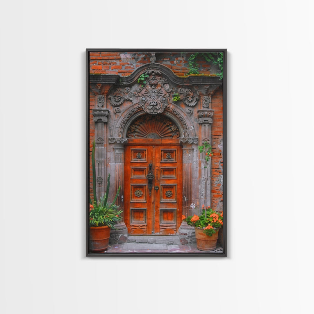 Change23. Mexican Wall Art, Framed Canvas Print, Old Town Mexico Architecture Wall Art, Framed Art