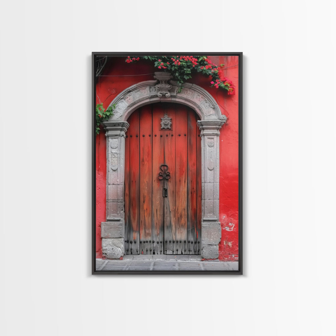 Hacienda Architecture Framed Canvas Print, Mexican Wall Art, Art of Mexico, Original Artwork, Wood Framed Ready To Hang
