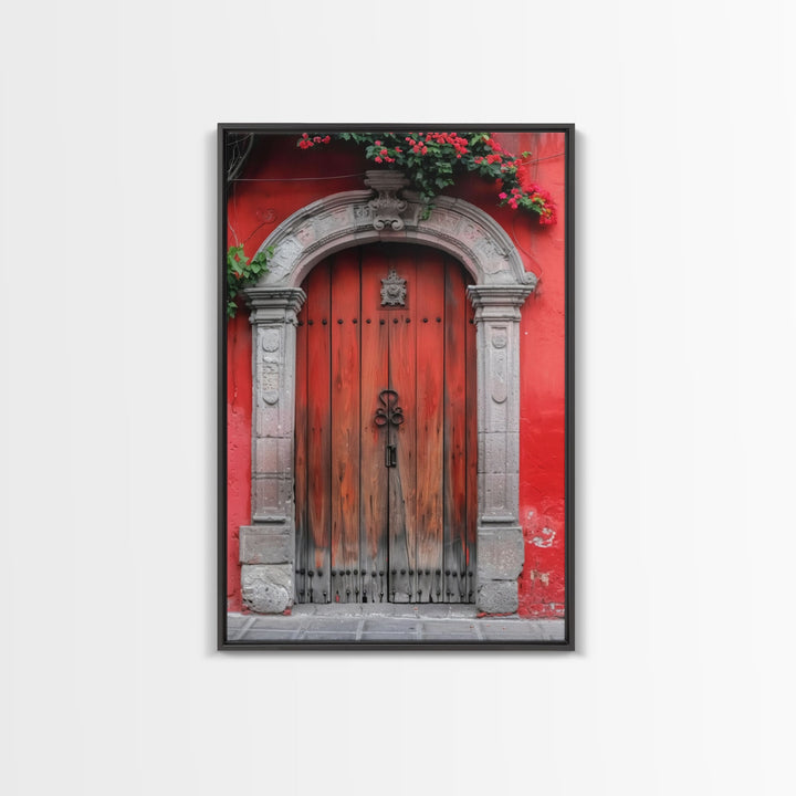 Hacienda Architecture Framed Canvas Print, Mexican Wall Art, Art of Mexico, Original Artwork, Wood Framed Ready To Hang