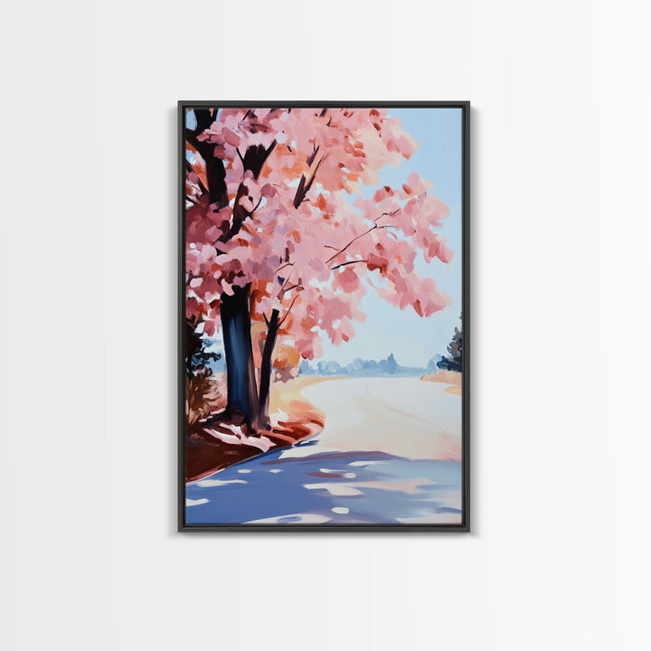 Winter Landscape Painting Print, Canvas Art, Retro Christmas Decor, Vintage Christmas Wall Art