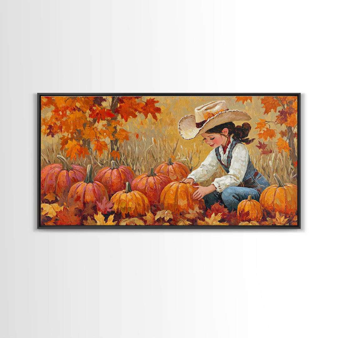 Framed Canvas Print colorful autumn landscape, vibrant fall foliage and misty morning setting, tranquil country home decor rustic wall art