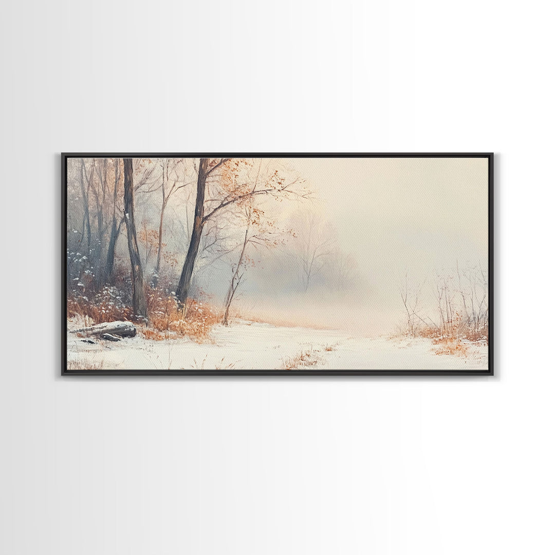 Vintage Family Christmas Scene Framed Canvas Print with Tree Decorations, Ideal Holiday Wall Art Gift for Retro Christmas Decor