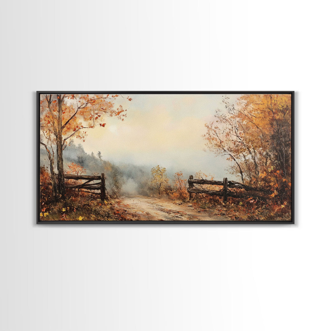Nostalgic Farmhouse Christmas, Framed Canvas Print, Moody / Seasonal Autumn Centerpiece, Rustic / Primitive Wall Art