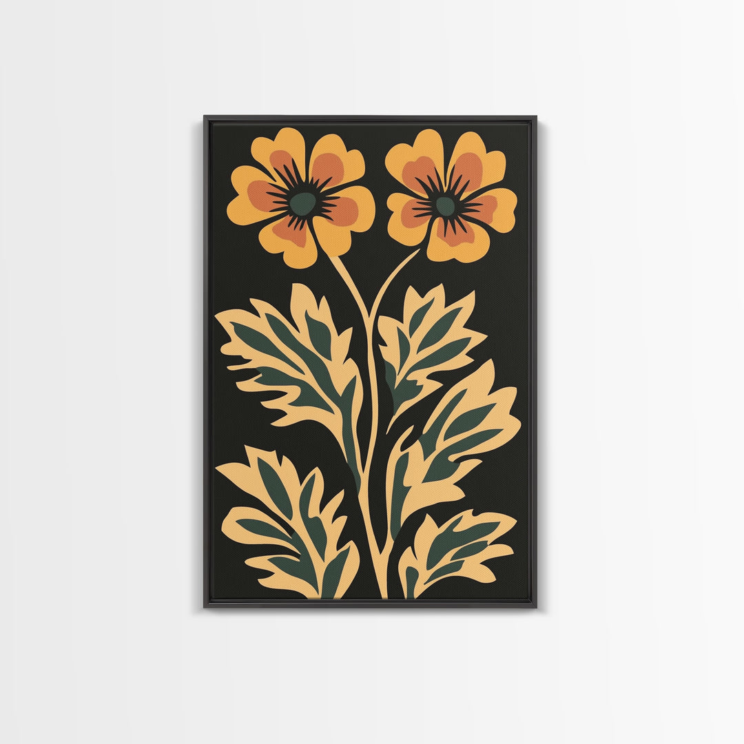 Beautiful Boho Wild Flower Wall Art Canvas Print, Framed Canvas Wall Art Botanical Print Boho Minimalist Home Decor For Living Room
