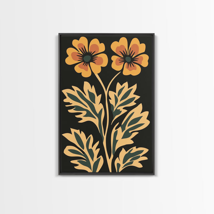 Beautiful Boho Wild Flower Wall Art Canvas Print, Framed Canvas Wall Art Botanical Print Boho Minimalist Home Decor For Living Room