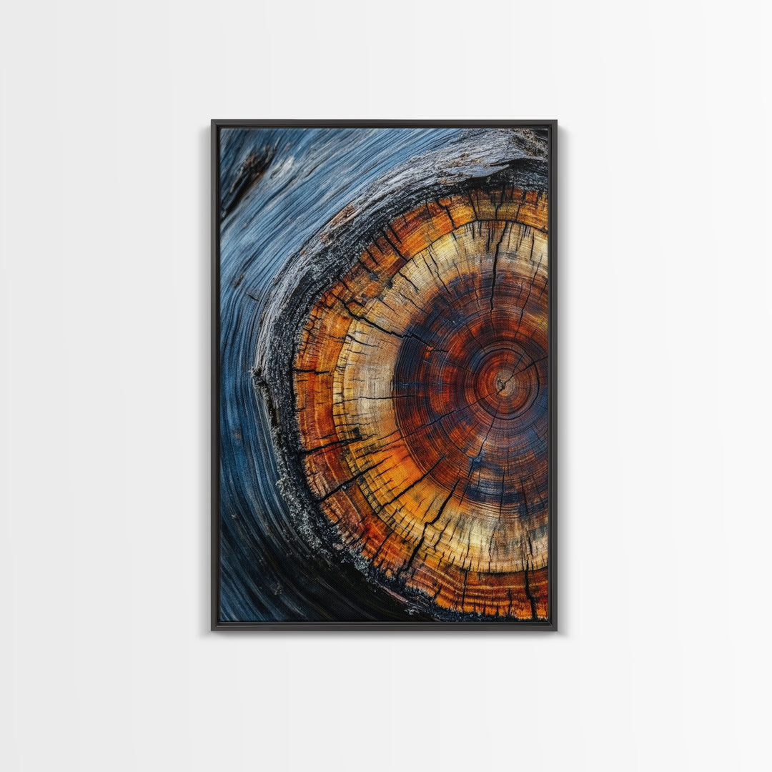 Canvas Print With Wood Frame - Tree Rings - Vertical Wall Art - Boho Minimalist Modern Farmhouse Decor - Rustic Art - Contemporary Art