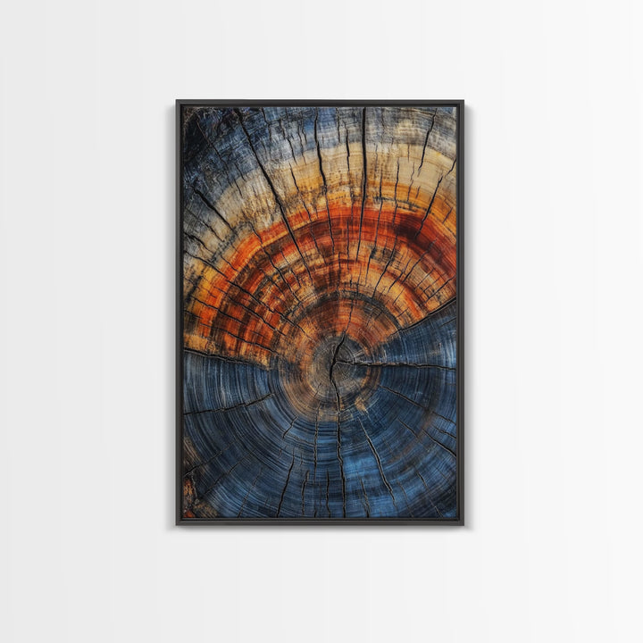 Nordic Style Tree Rings Canvas Print, Modern Farmhouse Rustic Decor, Wood Framed Art, Original Art On Canvas Wood Rings Wall Art Print