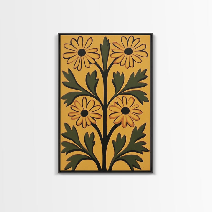 Boho Flower Wall Art, Canvas Print, Artful Boho Flower Art Print, Abstract Botanical Wall Art, Aesthetic Botanical Living Room Decor