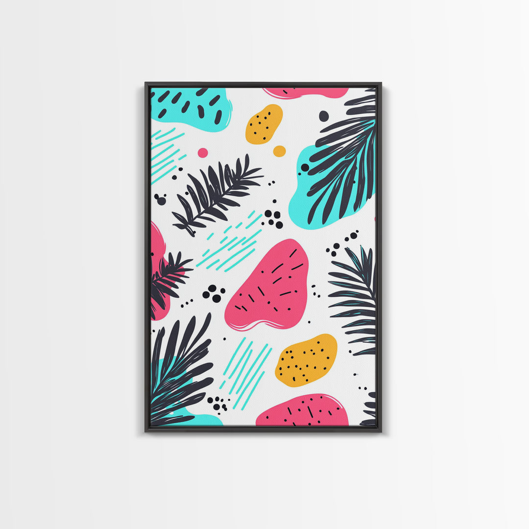 Colorful Abstract Painting Canvas Print, Retro Style Wall Art
