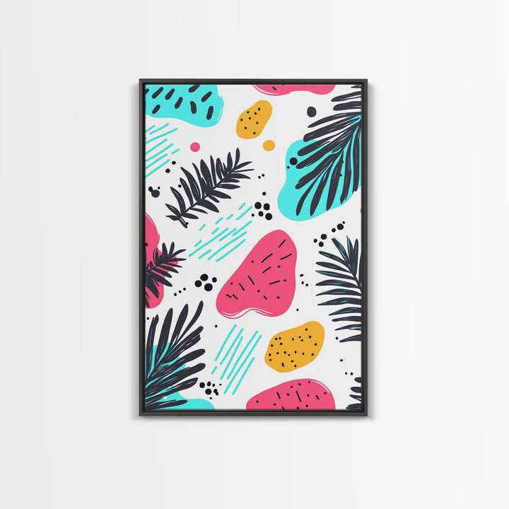 Colorful Abstract Painting Canvas Print, Retro Style Wall Art