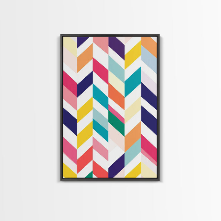 Pastel Chevrons Wall Art, Framed Canvas Print, Wood Framed Wall Art, Framed Wall Art, Gift Idea, Home Decor