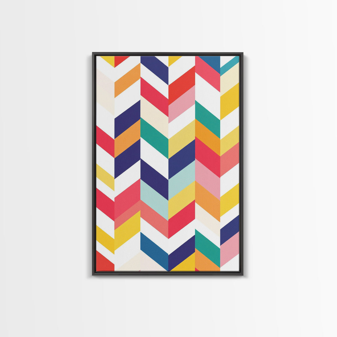 Pastel Chevrons Wall Art, Framed Canvas Print, Wood Framed Wall Art, Framed Wall Art, Gift Idea, Home Decor, Tire Track Print