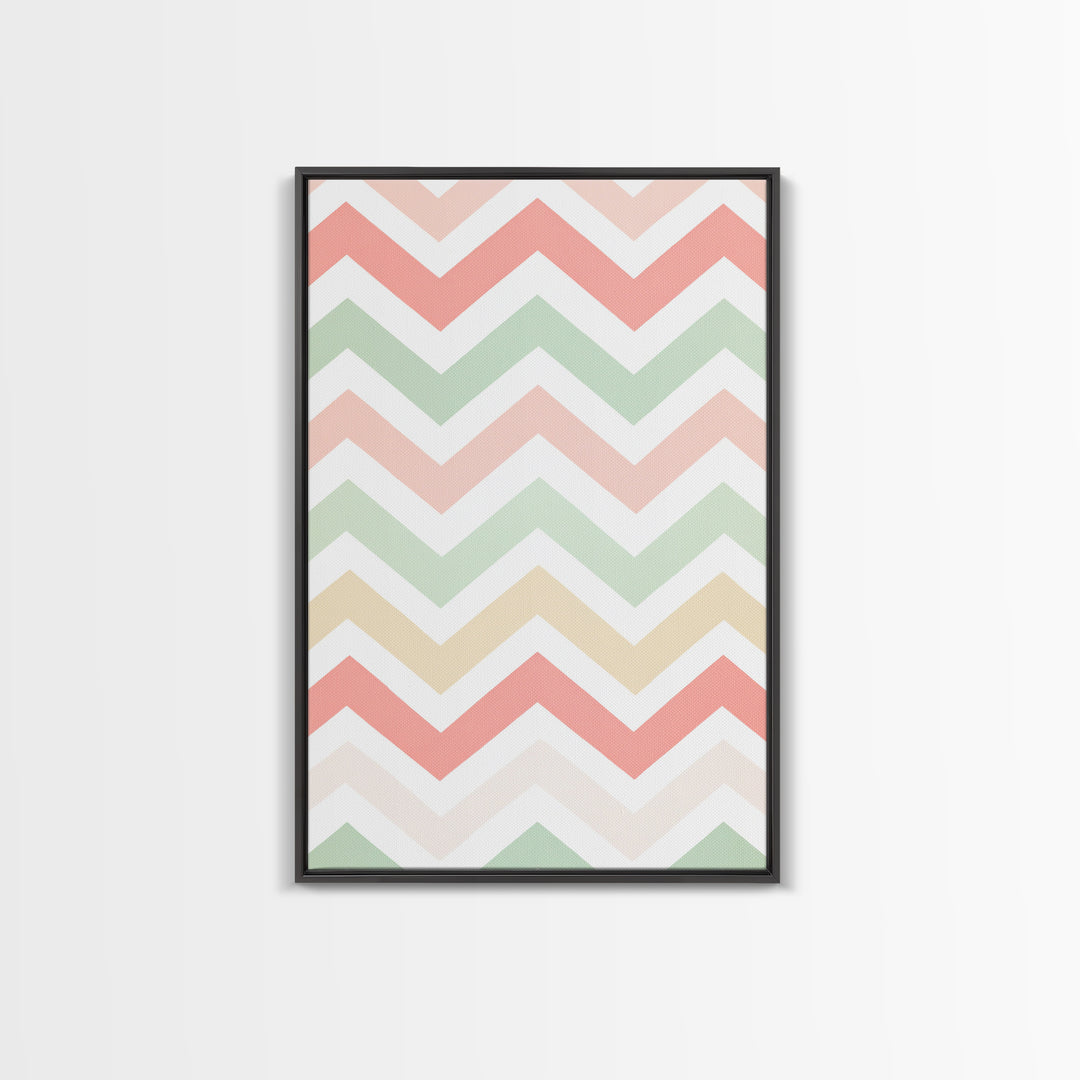 Chevron Zig Zag Pastel Wall Art, Geometric Wood Framed Wall Art, Decorative Wall Accent, Mosaic Wall Decor, Boho Art