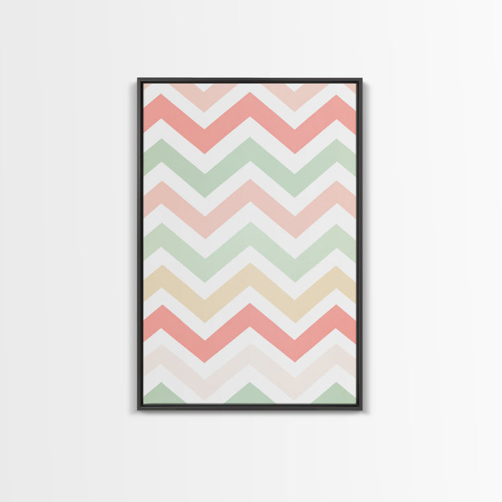 Chevron Zig Zag Pastel Wall Art, Geometric Wood Framed Wall Art, Decorative Wall Accent, Mosaic Wall Decor, Boho Art