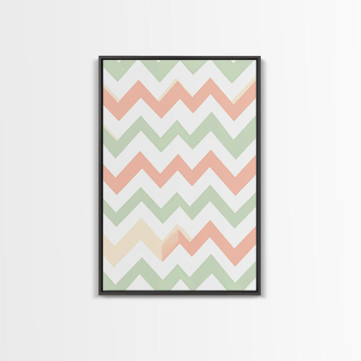 Pastel Chevron Zig Zag Pattern Wall Art, Mid Century Modern Boho Style Home Decor, Living Room Wall Hanging