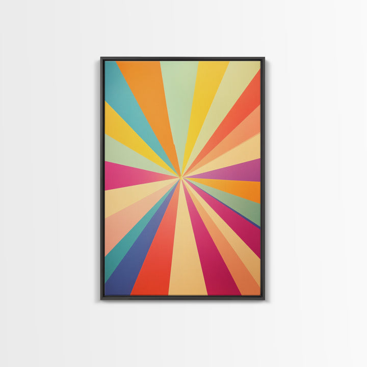 Carmine Pink, Sunglow Yellow, Mint Green and Deep Saffron Mid-Century Modern Abstract Wall Art, Canvas Print, Retro Boho Decor