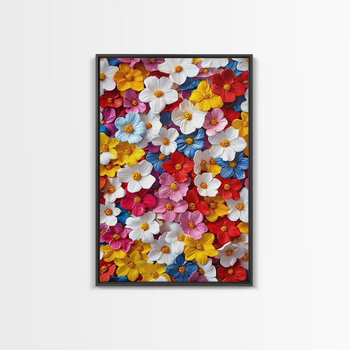 Botanical Prints Wall Art, Framed Canvas Print, 3D Effect Flower Art, Modern Art, Cute Room Decor, Aesthetic Decor, Trendy Wall Art