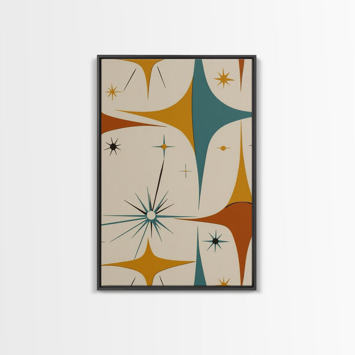 Art Deco Star Burst Canvas Print Wall Art, Retro 50s Style, Starburst, Mid-Century Modern Wall Art, Minimalist Home Decor, Modern Art