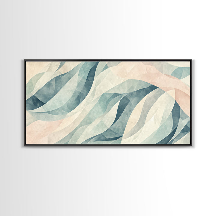 Pastel Abstract Canvas Print, Retro Kids Room Decor, Large Modern Art, Line Art Print