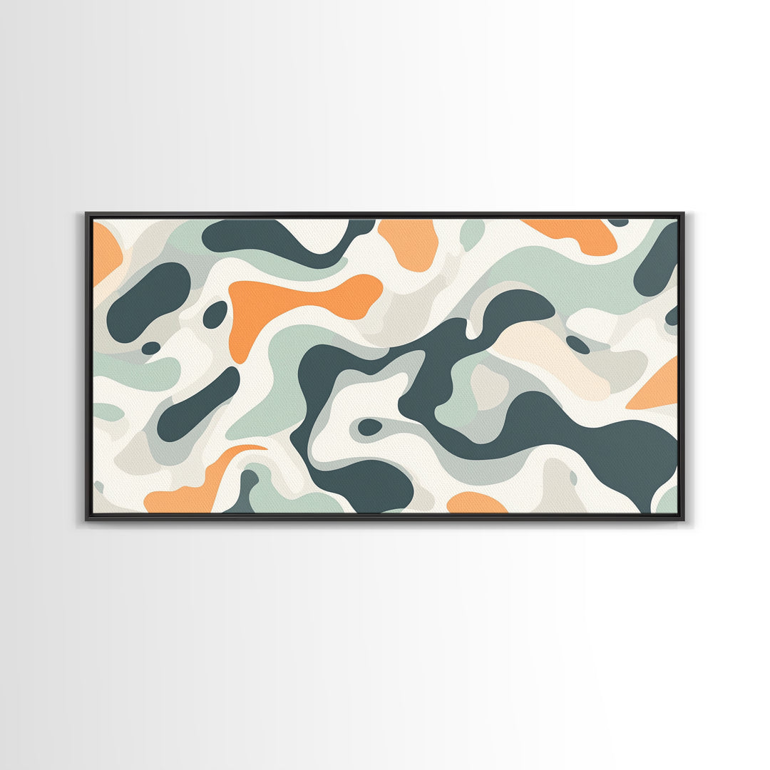 Abstract Camo Pattern Wall Art Framed Canvas Print, Man Cave Decor, Gift For Him, Retro Modern Abstract Art