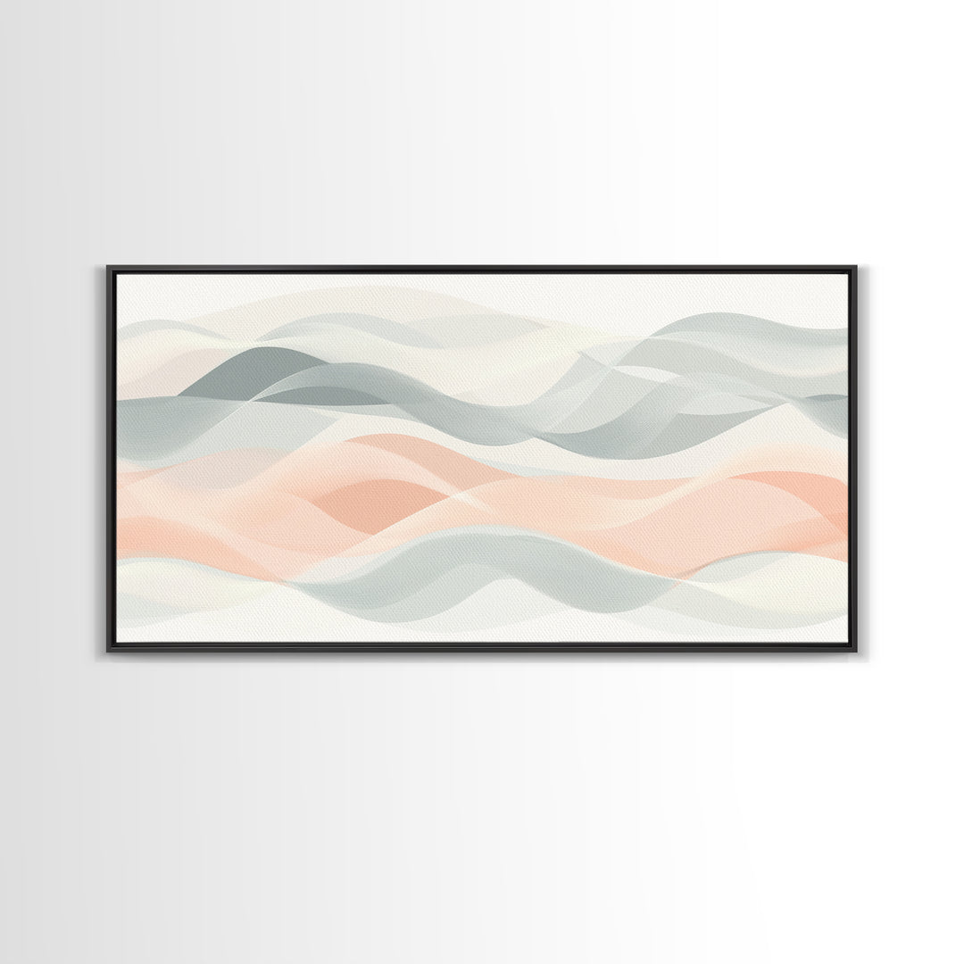 Retro Wall Art MCM Inspired Abstract Art, Mid-Century Modern Art, Retro Geometric Art, Ocean Waves, Modern Abstract Pastel Painting