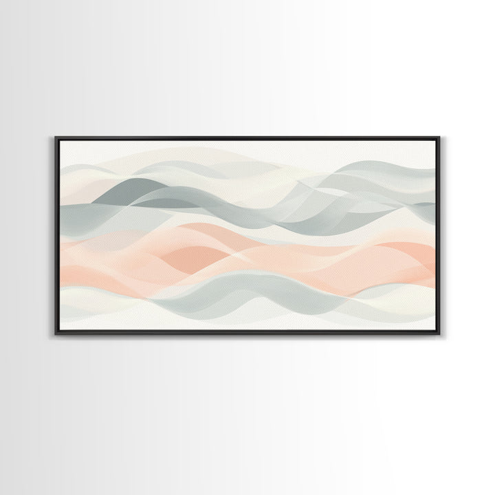 Retro Wall Art MCM Inspired Abstract Art, Mid-Century Modern Art, Retro Geometric Art, Ocean Waves, Modern Abstract Pastel Painting