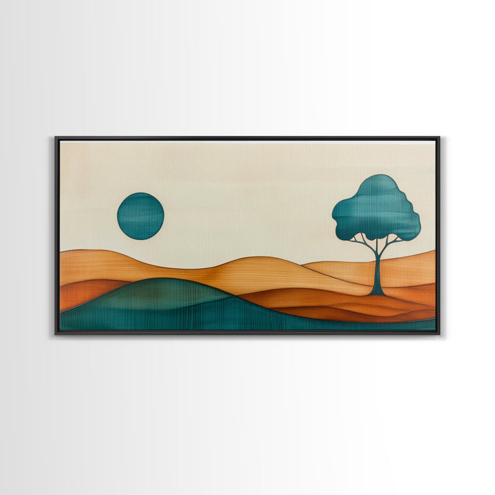 Cute Abstract Art Deco Landscape Canvas Print, Minimalist Art, Boho Home Decor For Abova Sofa, Great Room Wall Art