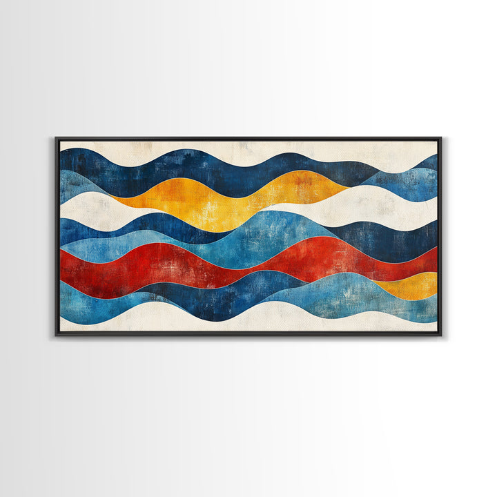 Boho Mid Century Modern Wall Art Canvas Print, Wood Frame Wall Art, Geometric Wall Art, Minimalist Wall Art, Housewarming Gift Idea