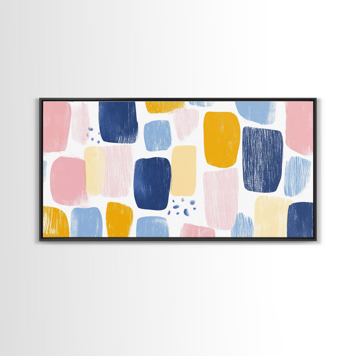 Abstract Painting Print, Wood Framed Wall Art, Preppy Decor, Girl's Dorm Room Wall Art, Apartment Decor