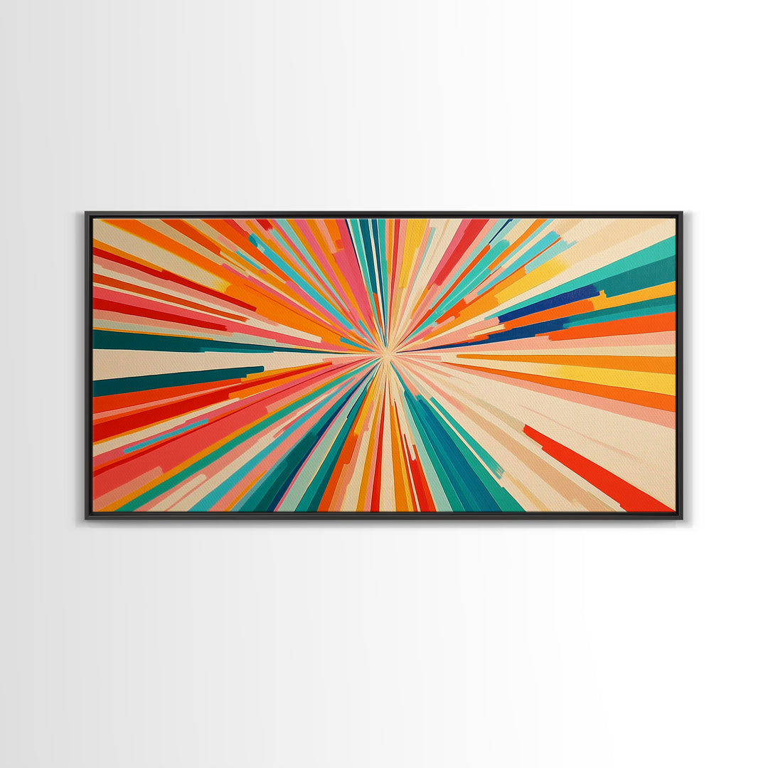 Beautiful Art Deco Sun Burst Wall Art Canvas Print, Unique Wall Decor, ready to hang framed wall art, living room decor