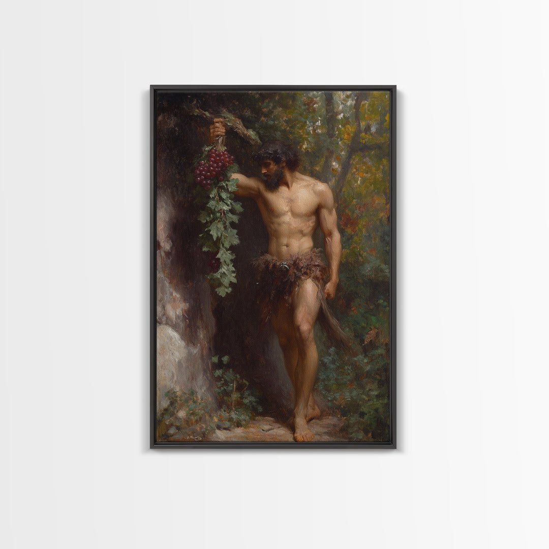 Painting of a Male Figure Canvas Print, Gothic Decor, Dark Academia / Macabre Wall Art, Original Satyr Painting