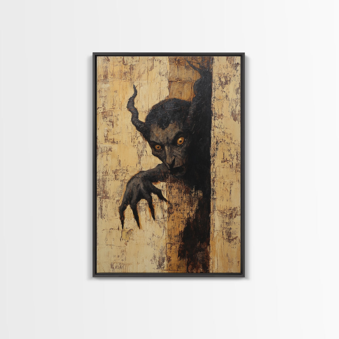 Demon Painting Print, Dark Macabre Wall Art, Original Satyr Painting, Witchy Decor, Wall Art For Witches, Witch Familiar Painting